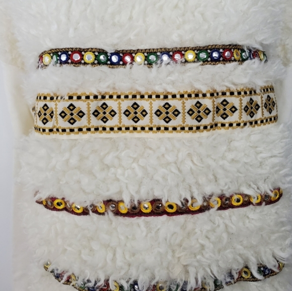 Zara Embroidered Embellished Shaggy Sweater Mongolian Shearling Fur Look - Picture 6 of 10